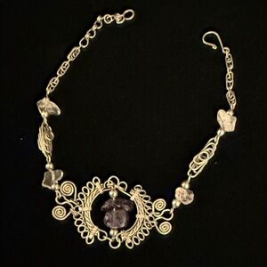 Elegant Silver anklet with Purple Accents